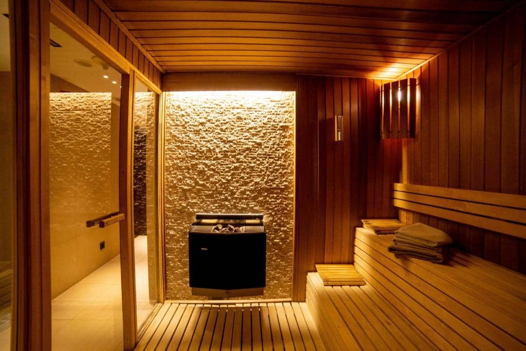 Lasagrada Hotel Istanbul - a room with a sauna with a heater in it at Lasagrada Hotel Istanbul in Istanbul