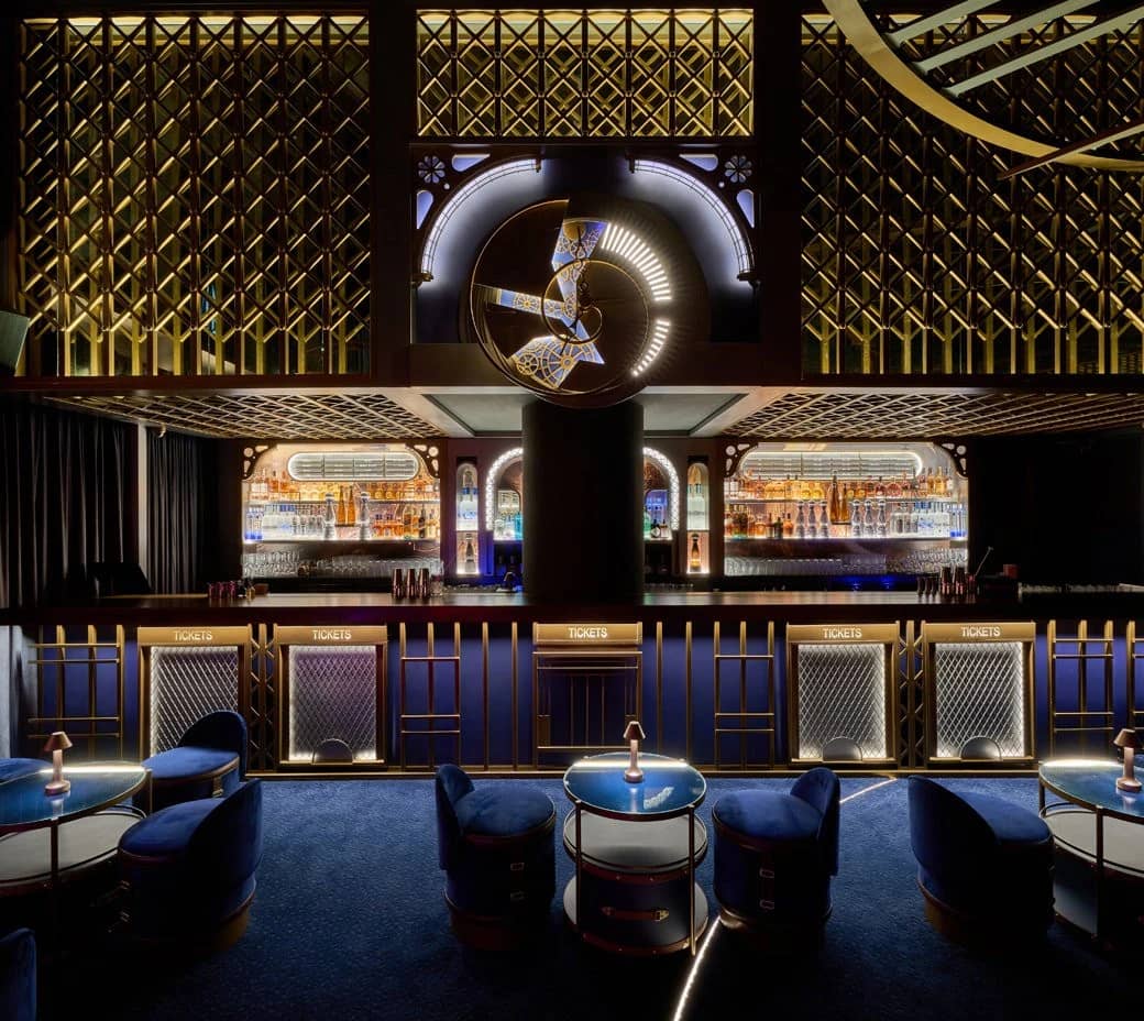 Elegant interior of Amelia Restaurant & Lounge, Dubai with luxurious seating.