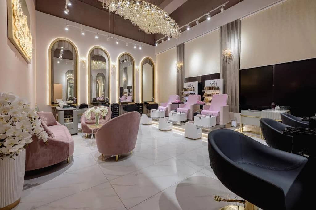 Elegant salon interior at Khalidia Palace Hotel Dubai.
