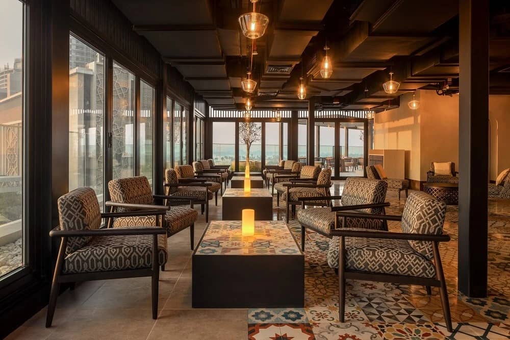 Elegant seating area at La Sirene Restaurant, Dubai.