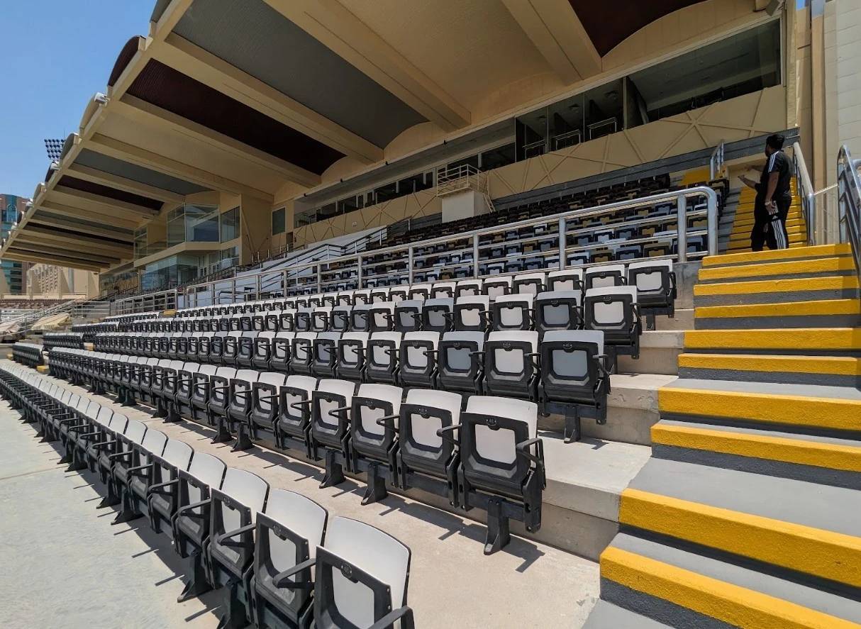 Empty seating area at Al Nahyan Stadium, Abu Dhabi.