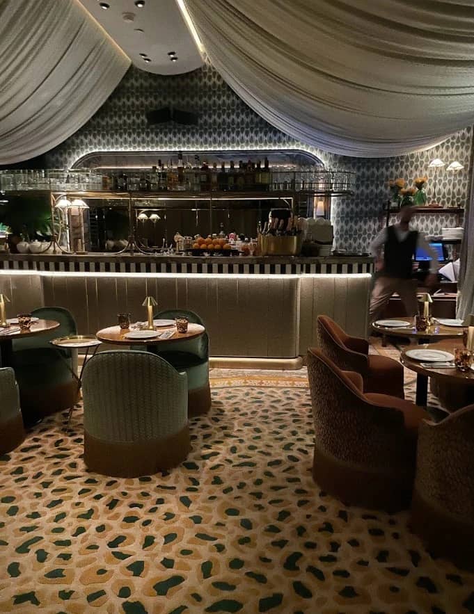 Elegant interior of Flamingo Room by tashas, Abu Dhabi restaurant.