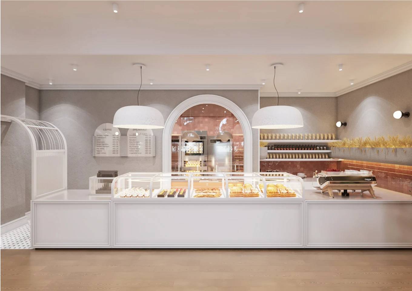 Modern bakery interior at Bakerist The Palm Jumeirah, Dubai.