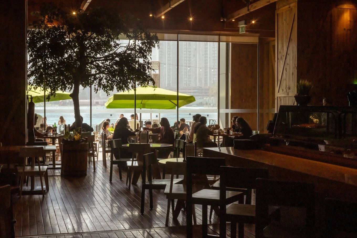Social House Restaurant Dubai with indoor and outdoor seating.
