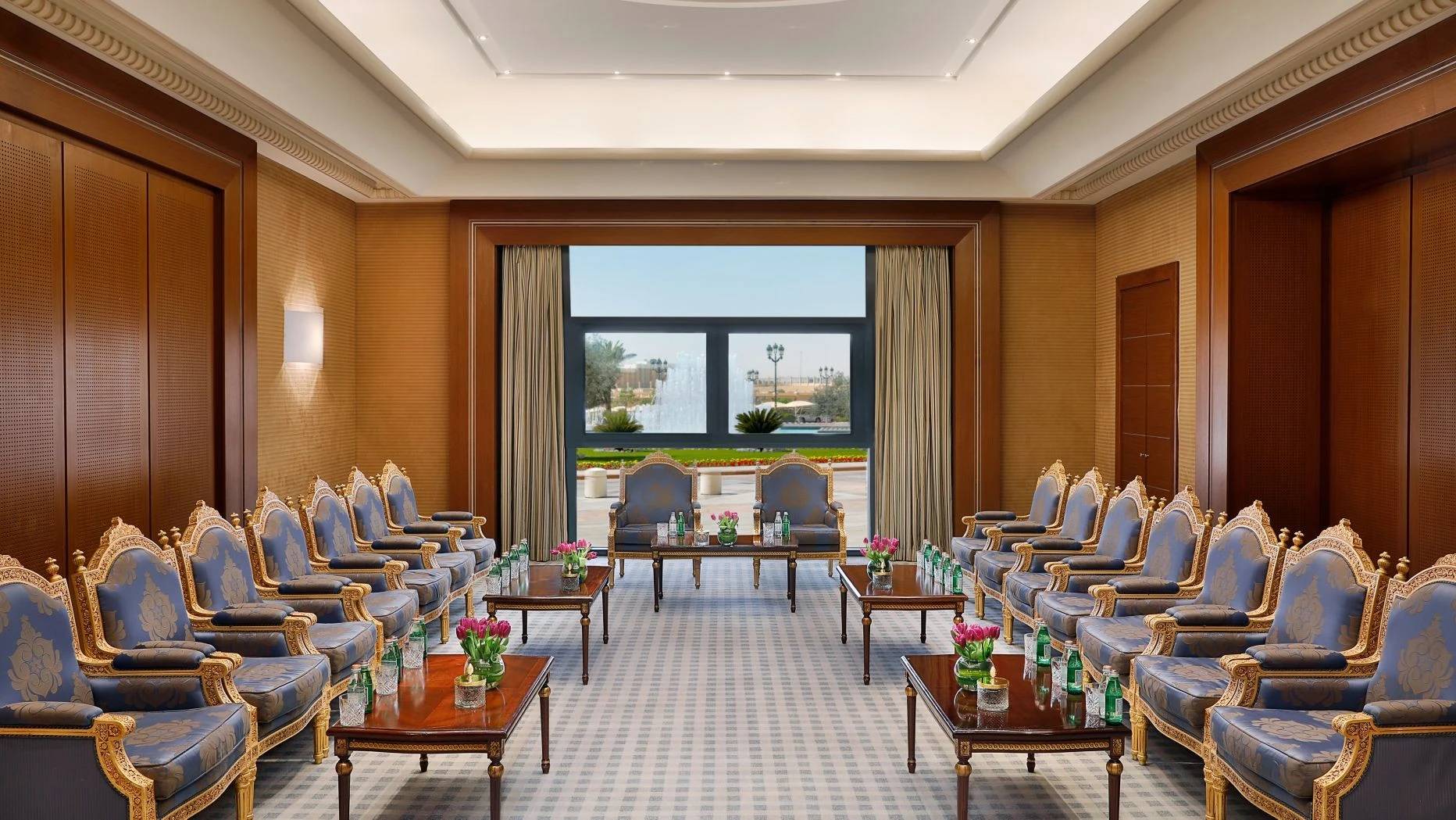 Elegant meeting room at The Ritz Carlton Riyadh with luxurious seating.