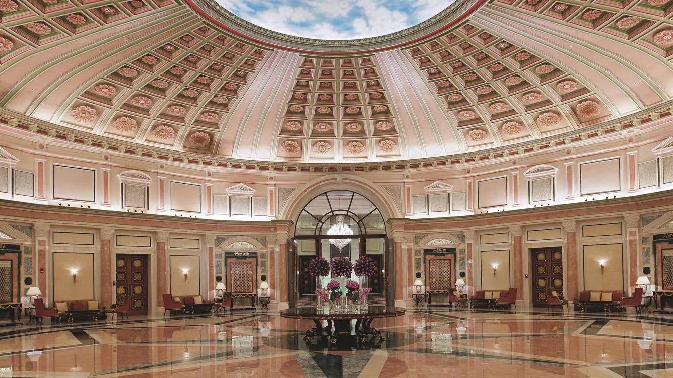 Elegant foyer with domed ceiling, The Ritz Carlton Riyadh.