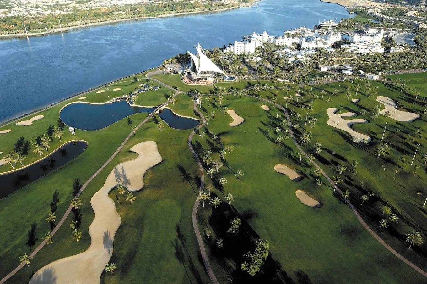 Aerial view of Dubai Creek Golf & Yacht Club, Dubai.