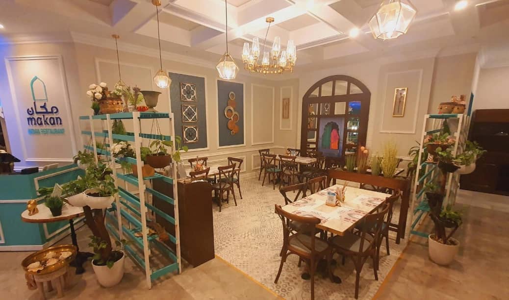 Cozy dining area at Makan Indian Restaurant, Jeddah.