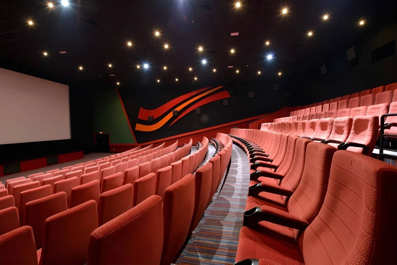 Wadi Al Sail Cinema Cineco auditorium with red seats, Manama.