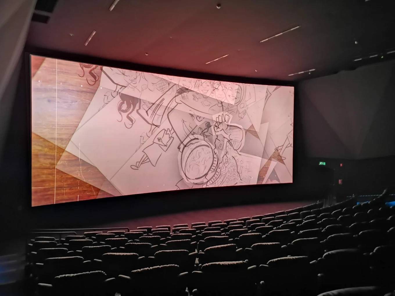 Reel Cinemas screen at Dubai Marina Mall, empty seating.