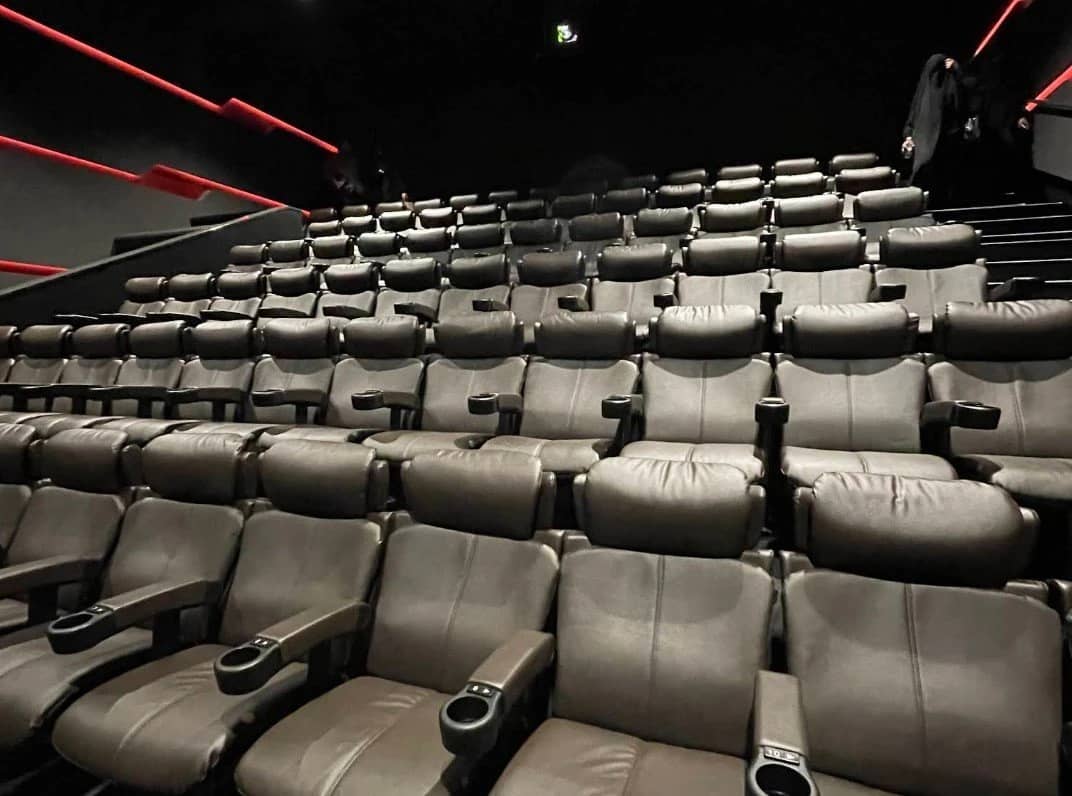 Empty leather seats in Empire Cinema Al Ahsa, Al Hofuf.