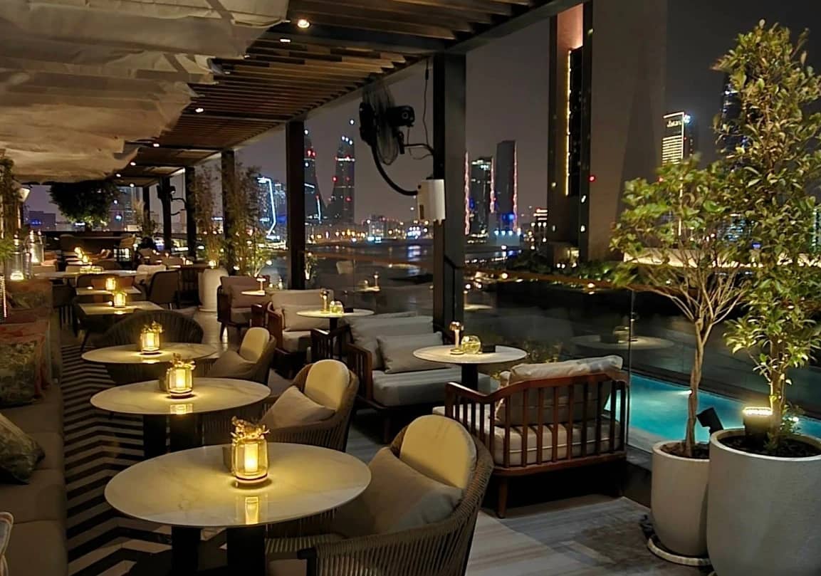 Do Tell Bahrain rooftop lounge with city skyline view, Manama.