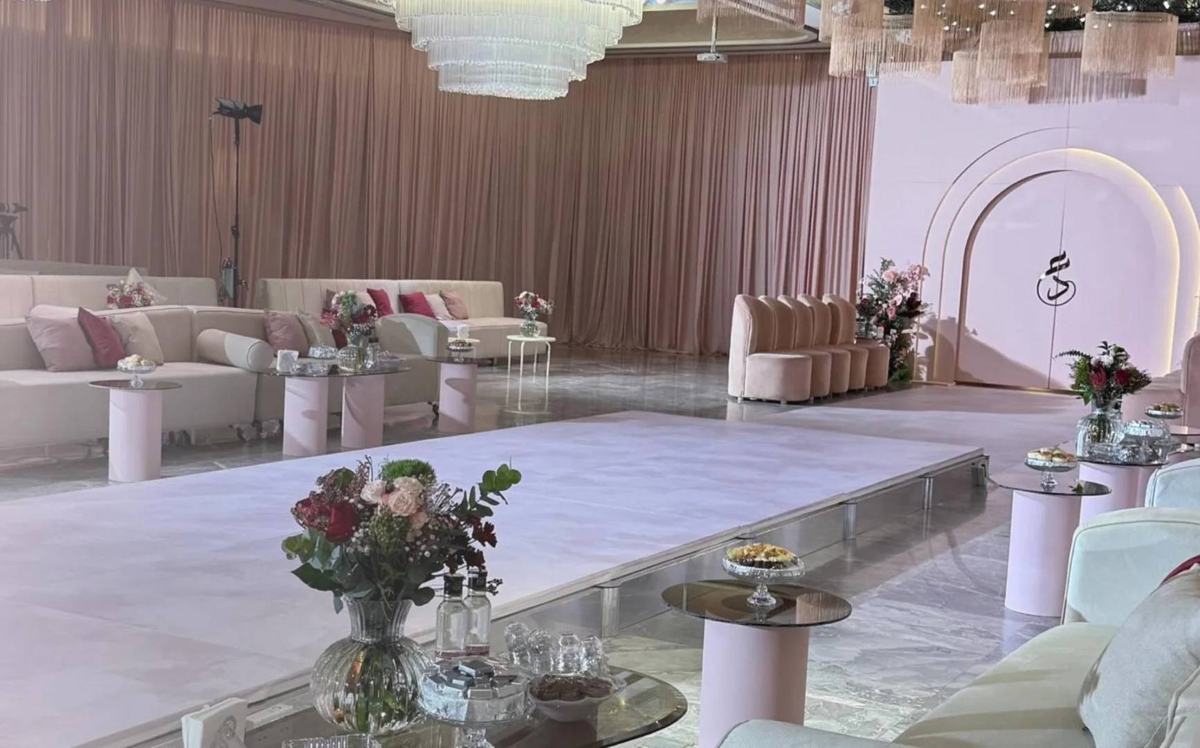 Elegant seating and decor at H Laylati Event Venue, Madinah, Saudi Arabia.