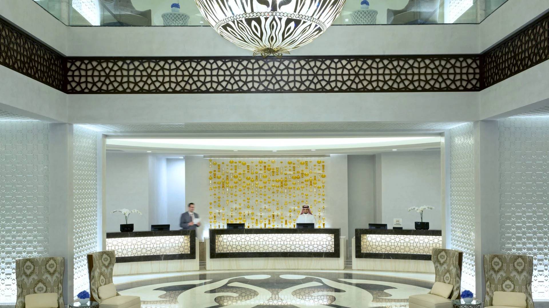 Elegant lobby with intricate decor at Conrad Makkah, Makkah, Saudi Arabia
