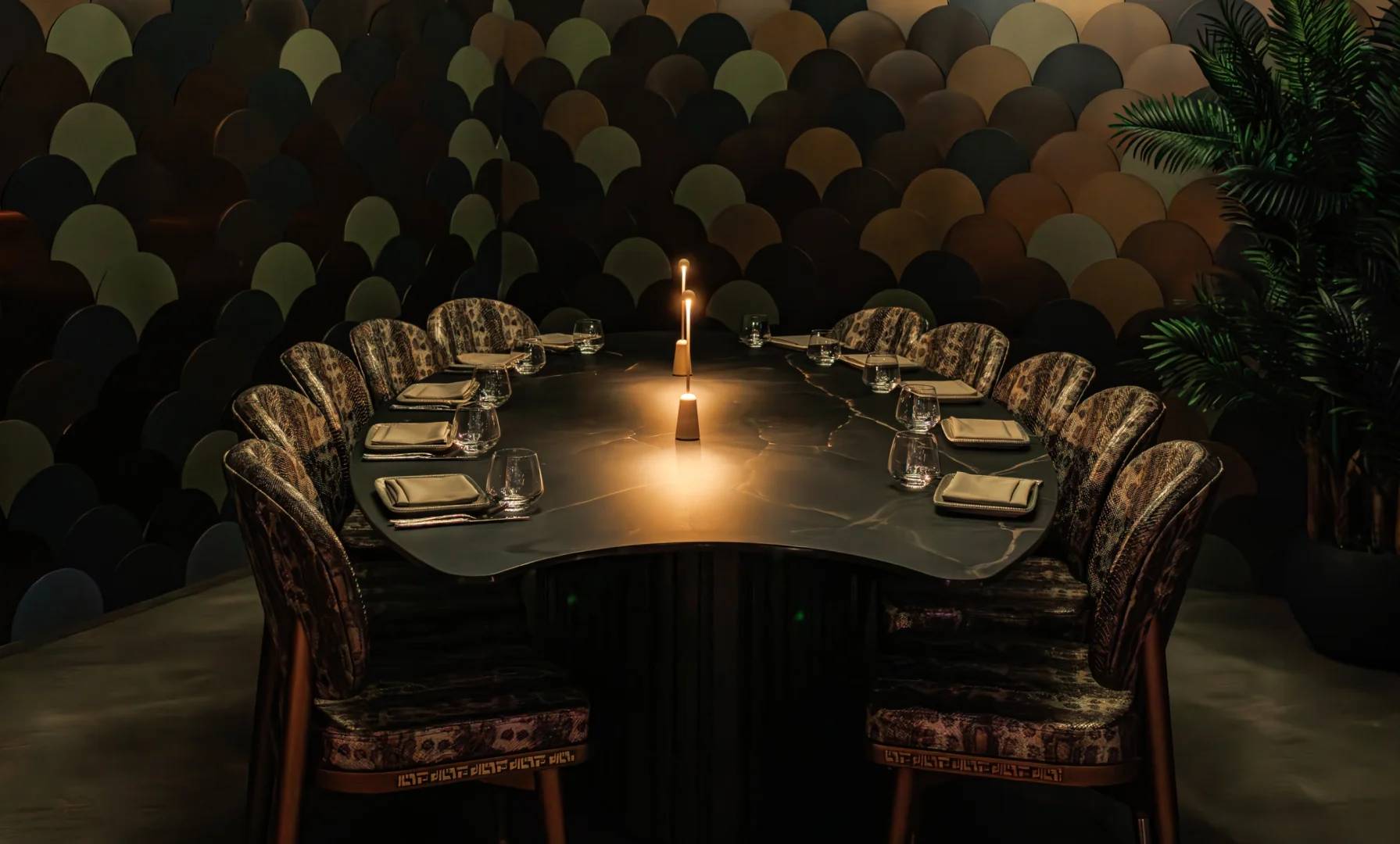 Elegant dining table setup at AMARU Dubai, Dubai, UAE
