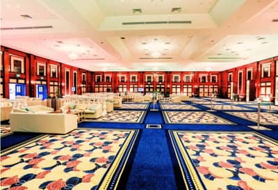 Spacious hall with patterned carpet at Dubai World Trade Centre.