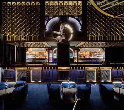 Elegant interior of Amelia Restaurant & Lounge, Dubai with luxurious seating.
