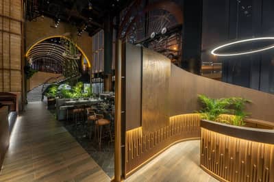 Amelia Restaurant & Lounge interior with modern design, Dubai.