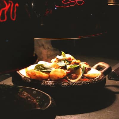 Steaming seafood dish at Hawkerboi, The Park JLT, Dubai.