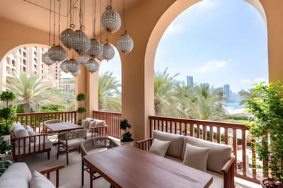 Elegant terrace at Grand Zor Restaurant Dubai with city skyline view.