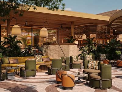 Outdoor seating area at Baoli Restaurant Dubai with modern decor.