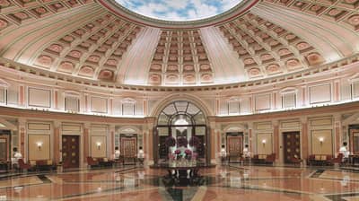 Elegant foyer with domed ceiling, The Ritz Carlton Riyadh.
