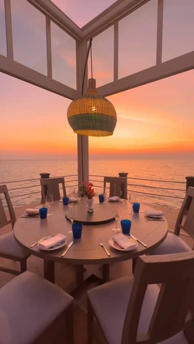 Sunset dining setup at Yamaz Restaurant Bahrain, Manama.