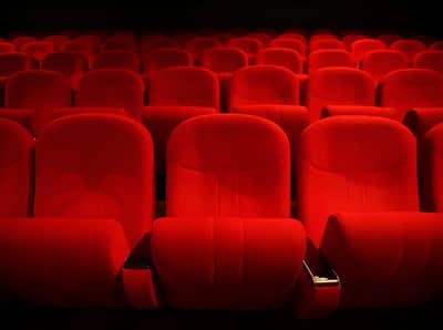 Red theater seats at Gulf Cinema Ras Al Khaimah.