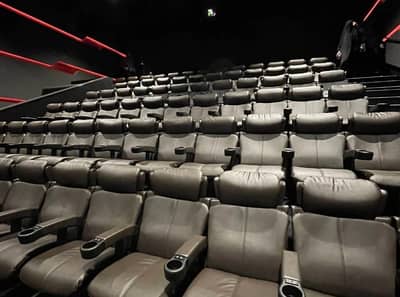Empty leather seats in Empire Cinema Al Ahsa, Al Hofuf.
