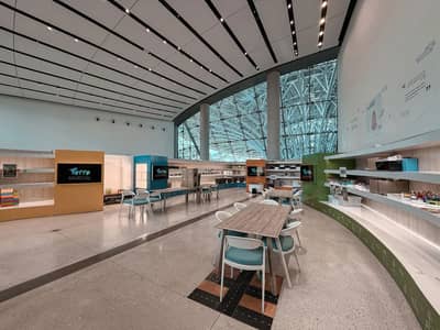 Modern interior with seating and displays at Terra, Expo City Dubai, UAE.