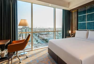 Guest room with city view at Holiday Inn Riyadh al Malaz, Riyadh, Saudi Arabia