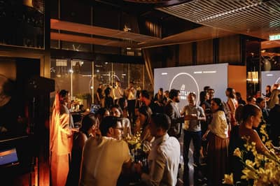 Guests mingling at Nazcaa Japanese Peruvian Dubai, Dubai, UAE event space.