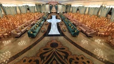 Elegant event setup with ornate decor at H Laylati Event Venue, Madinah, Saudi Arabia.