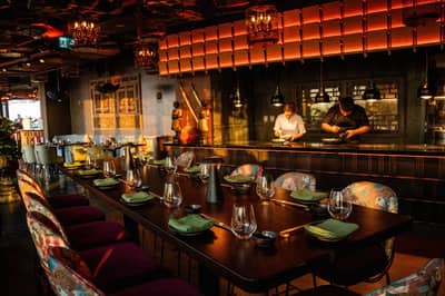 Elegant dining setup at Asia Asia The Palm, Dubai, UAE.