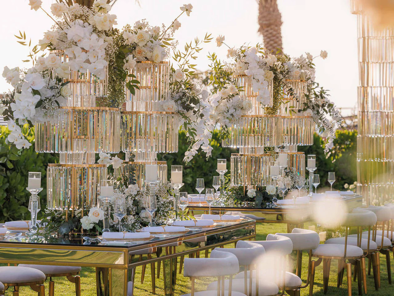 Elegant outdoor event setup at Jumeirah Beach Hotel, Dubai.