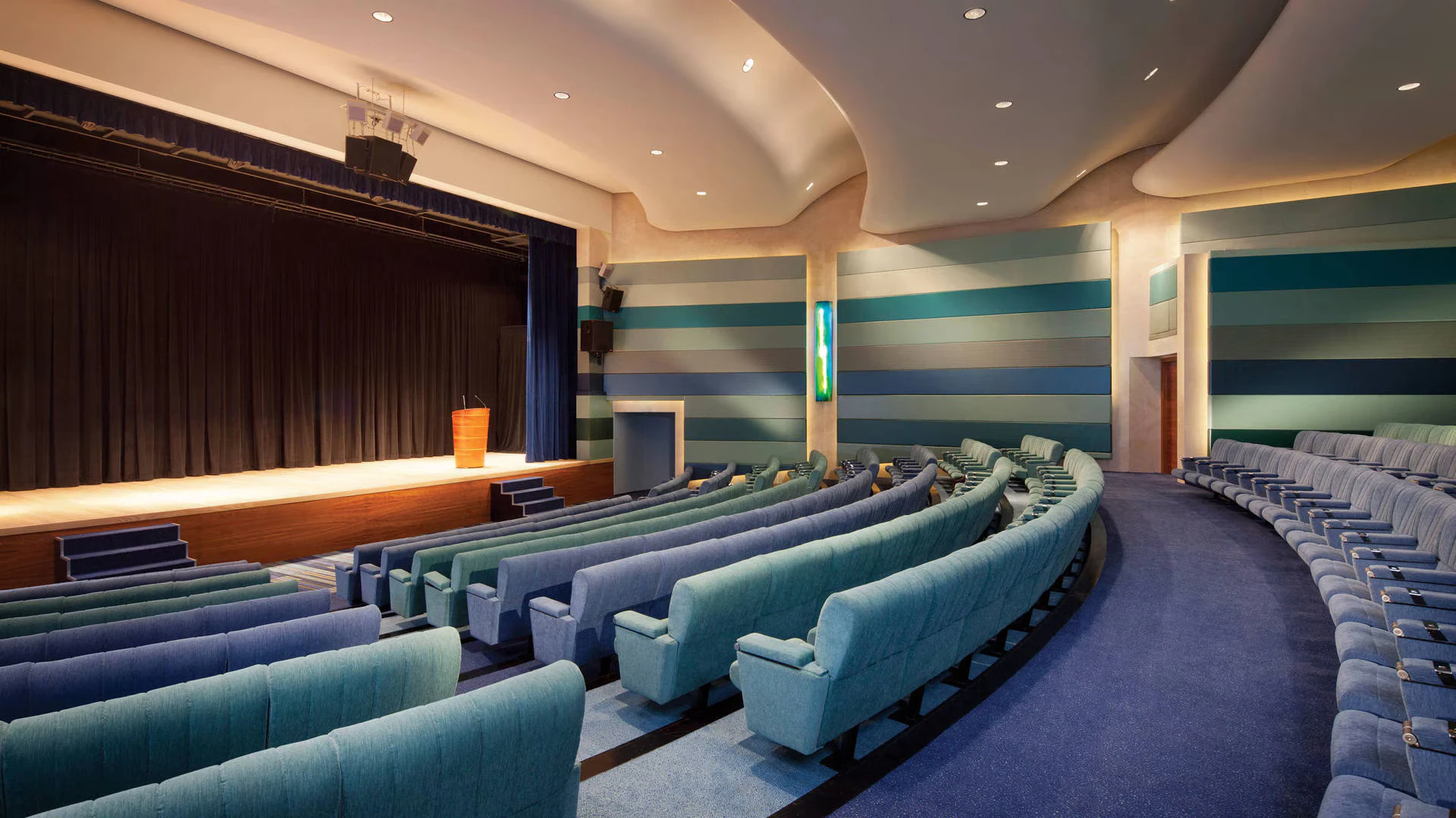 Meyana Auditorium seating and stage, Jumeirah Beach Hotel, Dubai.